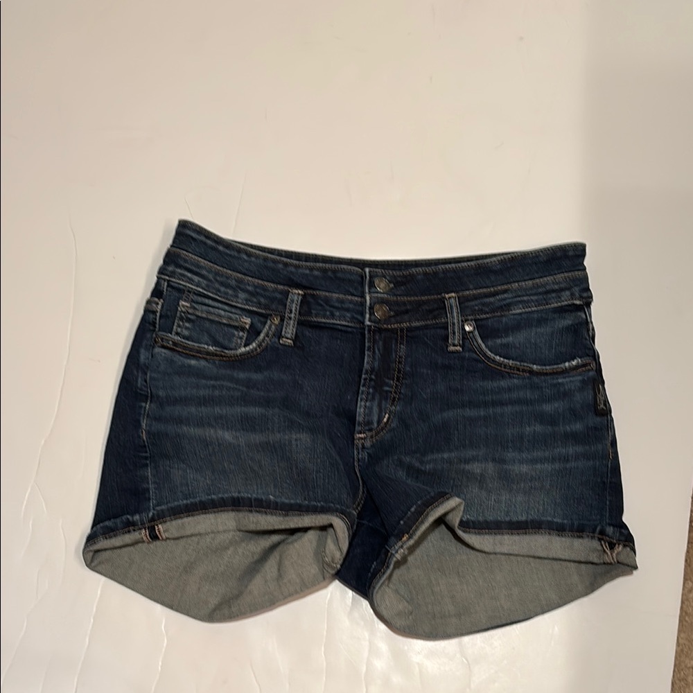 Silver Jeans Dark Blue Jean Shorts 29 Suki 2 buttons - Picture 2 of 10
